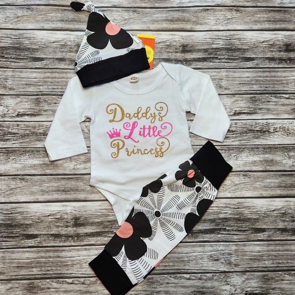Little Princess white, black and pink outfit